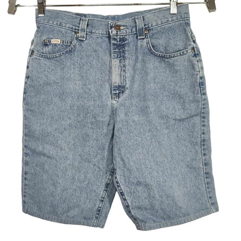 VF Jeanswear Riders Denim Bermuda Shorts Women Size 14 M Light Wash High Rise